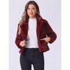 INSPIRE CHIC Women's Autumn Winter Cropped Notch Lapel Faux Fur Fluffy Jacket - 3 of 4
