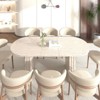 CIPACHO Travertine-Inspired Extendable Dining Table - 4-8 Person Oval Kitchen Table with Wooden Strip Base (Living Room/Family Use) - 3 of 4