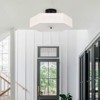 PAKOKULA Farmhouse 17.7 in. 3-Light Matte Black Semi-Flush Mount Ceiling Light With Hexagonal Linen Fabric Shade - 4 of 4