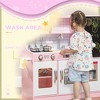 Dexmalle Kids Kitchen Playset Pretend Play Toy with Play Phone, Chalkboard, Towel Rack, Ice Maker,Pink - 4 of 4