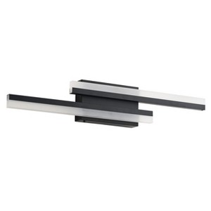 Modern Gold&Black LED Vanity Light for Bathroom, 2-Bar Wall Sconce Fixture with Frosted Acrylic Shade - 1 of 4