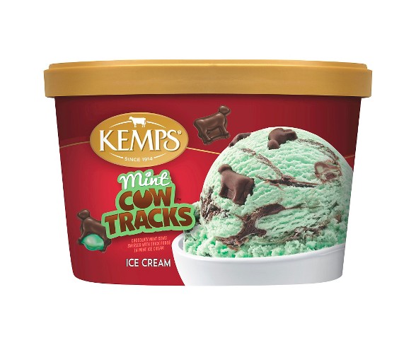 Kemps Mint Cow Tracks Premium Ice Cream - 48oz