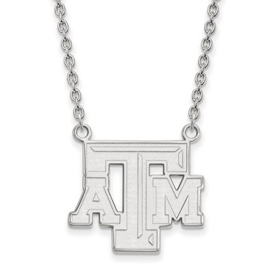 Black Bow Jewelry 10k White Gold Texas A&M Aggies NCAA Necklace 18 Inch