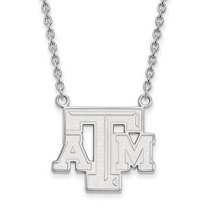 Black Bow Jewelry 10k White Gold Texas A&M Aggies NCAA Necklace 18 Inch - 1 of 4