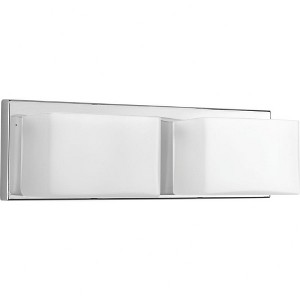 Progress Lighting Ace Collection 2-Light LED Wall Fixture, Polished Chrome, Geometric Frosted Glass Shade - 1 of 2