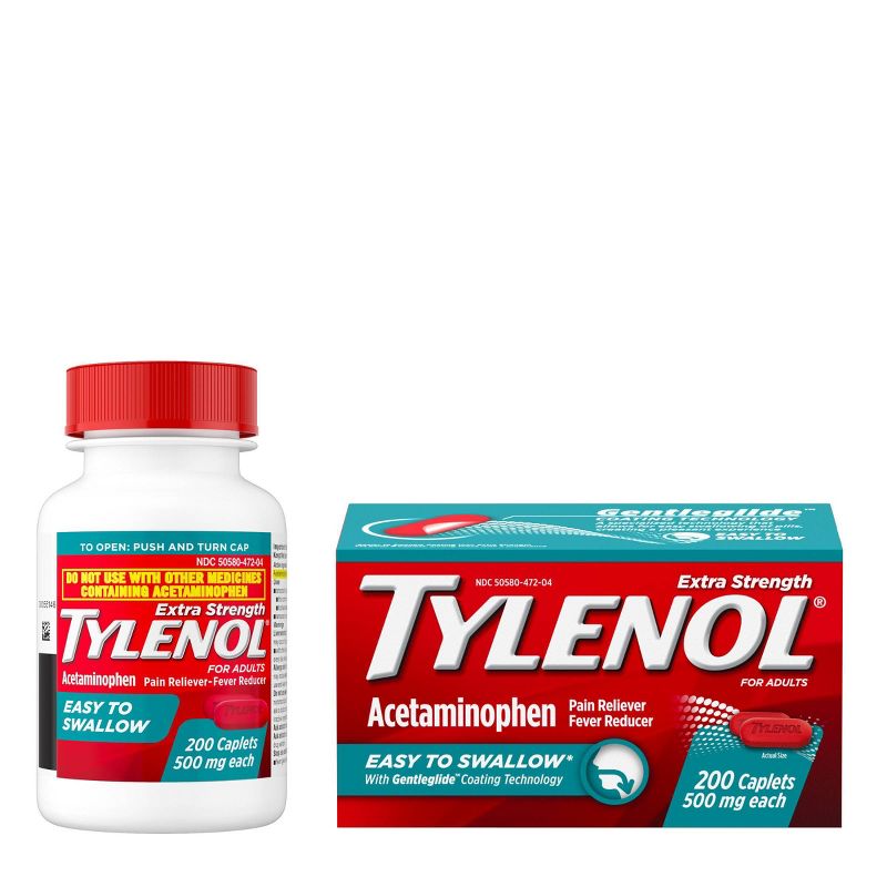 Tylenol Extra Strength Acetaminophen - Easy to Swallow Pain Reliever Caplets - 200 ct, 3 of 10