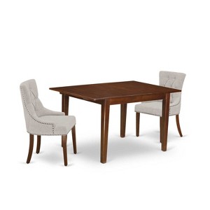 HomeStock 3-Piece Mahogany Finish Rectangular Solid Wood Top with Butterfly Leaf Dining Table Set - 1 of 4