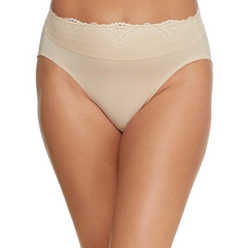 Bali Women's Smooth Passion For Comfort Lace Hi Cut Brief - Dfpc62l 8/xl  Soft Taupe : Target