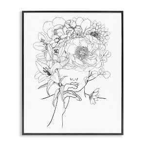 Stupell Industries Line Drawing Botanical Floral Bouquet Over Person Face, 24" x 30" - 1 of 4