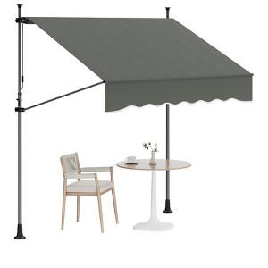 118"x67" Retractable Awning, Iron Stand Tool-Free Installation, Sun Shade for Window, Balcony, Patio - 1 of 4