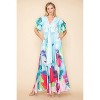 Slickblue Women’s Printed V-Neck Maxi Dress – Self-Tie Waist, Elastic Band, Pockets, Multi-Color Print, Sizes S–1XL - 4 of 4