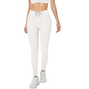 Coolmee Women's High Waist Drawstring Stretchy Workout Leggings Ultra Soft Tummy Control Yoga Pants - 1 of 4