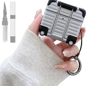 HTUTWOO for AirPods 4 Case,Fashion Cute Funny Suitcase Design Sturdy Shockproof Earphone Protect Case with Safety Lock for Women Men - 1 of 4