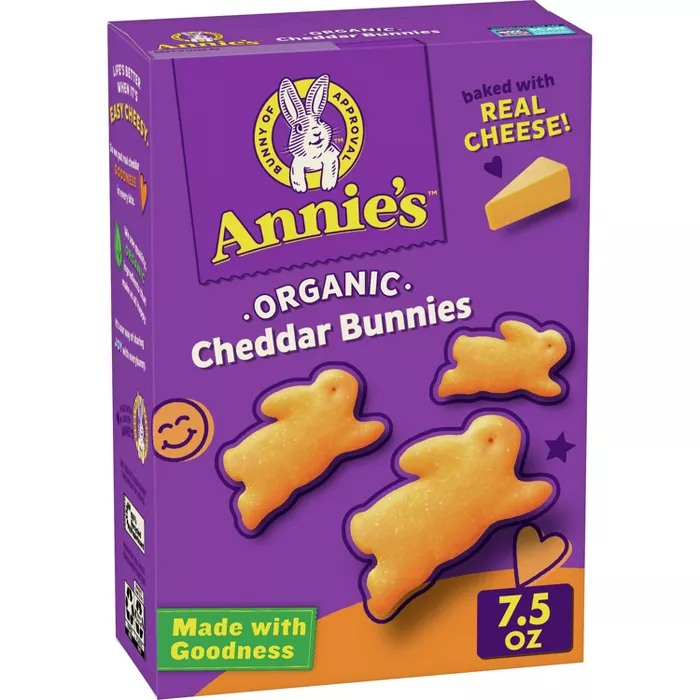 Annie's Organic Cheddar Bunnies Baked Snack Crackers - 7.5oz : Target