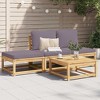 vidaXL Patio Lounge Set with Cushions 4 Piece - Solid Acacia Wood, Dark Gray Cushions, Modular Design for Garden/Patio - 2 of 4