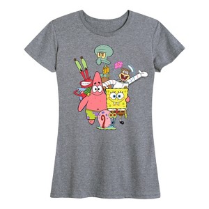 Women's - SpongeBob SquarePants - Bikini Bottom Gang Short Sleeve Graphic T-Shirt - 1 of 4