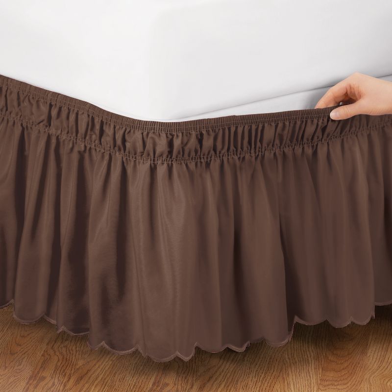 Collections Etc Scalloped Elastic Bed Wrap Around, Easy Fit, Dust Ruffle Bedskirt, 2 of 3