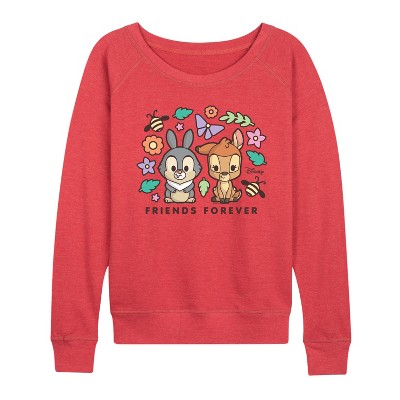 Women's - Disney - Thumper Friends Forever Lightweight French Terry Wide Neck Long Sleeve Shirt