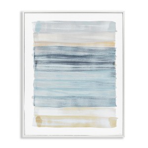 Stupell Industries Tranquil Blue Beige Stripes Pattern Casual Painting Framed Giclee Art, White, 16" x 20" - 1 of 4