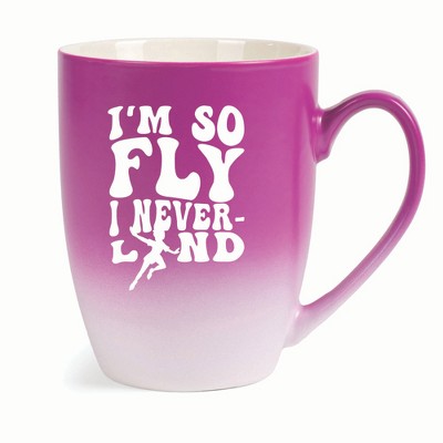 Elanze Designs I'm So Fly I Neverland Two Toned Ombre Matte 10 ounce New Bone China Coffee Tea Cup Mug, Pink and White