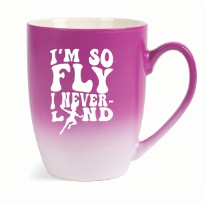 Elanze Designs I'm So Fly I Neverland Two Toned Ombre Matte 10 ounce New Bone China Coffee Tea Cup Mug, Pink and White - 1 of 4