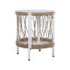 MOEPISY 17.32in Bohemian Garden Accent Outdoor Side Table, Handwoven Rope with Powder-Coated Steel Frame, Glass Top, Small Patio End Table - 3 of 4
