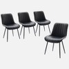 Dining Chairs Set of 2, Modern Faux Leather Upholstered Seat with Sturdy Metal Legs, Linear Design Kitchen Dining Room Side Chairs Brown - 2 of 4