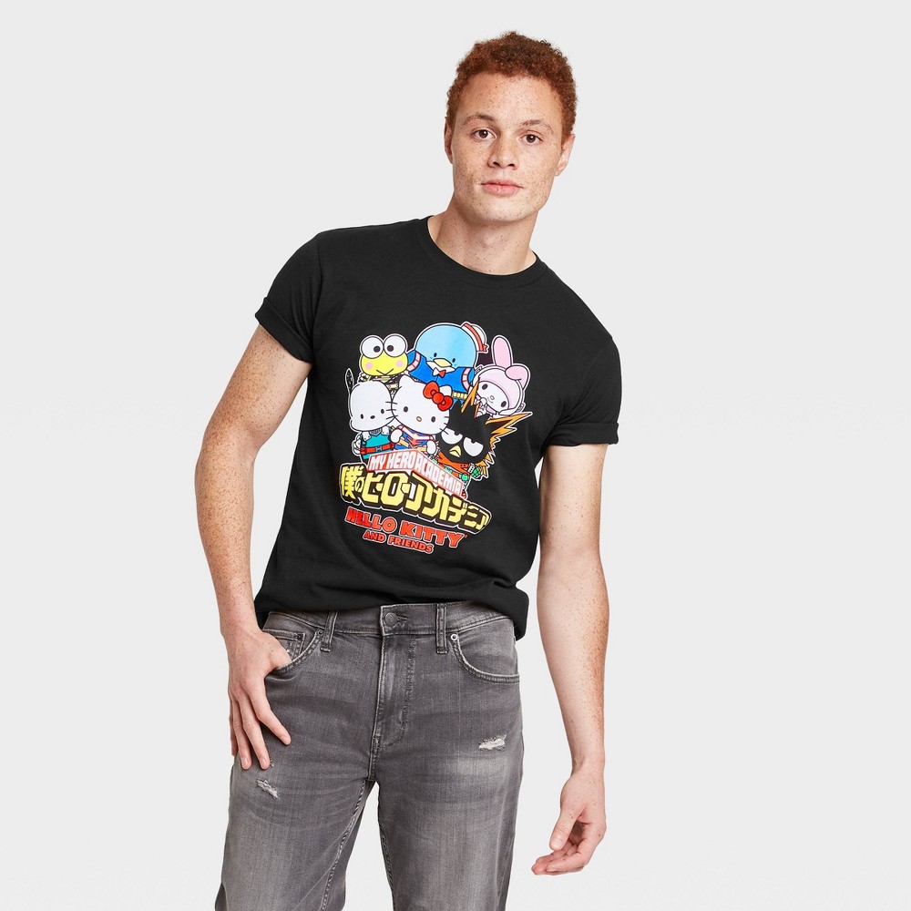 My Hero Academia Hello Kitty Mashup Black Short Sleeve Graphic T-Shirt - Small
