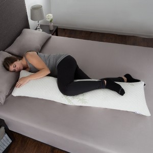 Memory Foam Body Pillow with Cover - Moisture Wicking Pillow for Pregnant Women and Side, Stomach, and Back Sleepers by Hastings Home (White) - 1 of 4