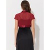 INSPIRE CHIC Women's Cap Sleeve Business Open Front Sheer Mesh Crop Bolero Shrug - 4 of 4