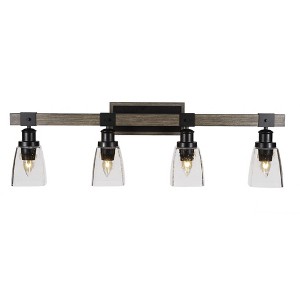 Toltec Lighting Tacoma 4 - Light Vanity in  Black/Painted Wood with 4.5" Square Clear Bubble Shade - 1 of 1