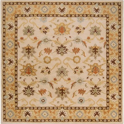 Mark & Day Didsbury 6'x6' Tufted Indoor Area Rugs Khaki: Wool, Stain-Resistant, Handmade, Botanical Pattern, Traditional Style