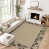 Modern Bordered Non Slip Living Room Rugs, Washable Ultra Thin Low Pile Bedroom Carpet, Indoor Contempory Floor Cover for Dining Room - 3 of 4