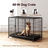 XBRIGH 42/38 Inch Dog Crates for Meidum Small Dogs Folding Metal Wire Cages Dog Kennels Pet Cage with Double-Door, Removable Tray White - 3 of 4