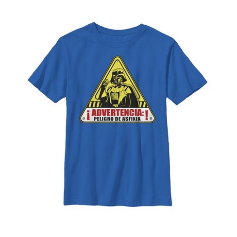 Boy's Star Wars Darth Vader Warning T-shirt - Royal Blue - Large : Target