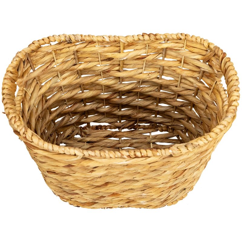 Northlight Set of 3 Oval Braid Weave Water Hyacinth Baskets with Built-in Handles 17.25", 3 of 7