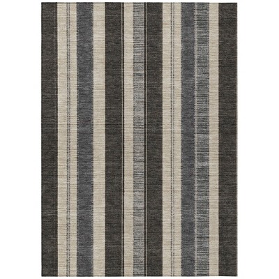 HomeRoots 10' X 14' Black And Ivory Striped Washable Indoor Outdoor Area Rug