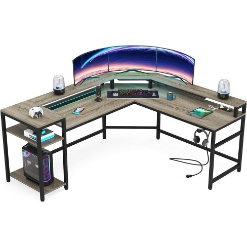 Tribesigns L-shaped Computer Gaming Desk, Grey : Target