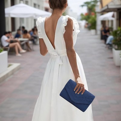 Generic Evening Bag for Women, Suede Envelope Evening Purses Crossbody Shoulder Clutch Bag - image 2