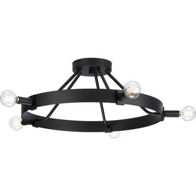 Progress Lighting Breckenridge 5-Light Flush Mount Matte Black Steel Ceiling Light, No Shade
