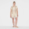 Pride Adult Boxy Oversized V-Neck Open Knit Stitch Pullover Sweater - Ivory Striped - 3 of 3
