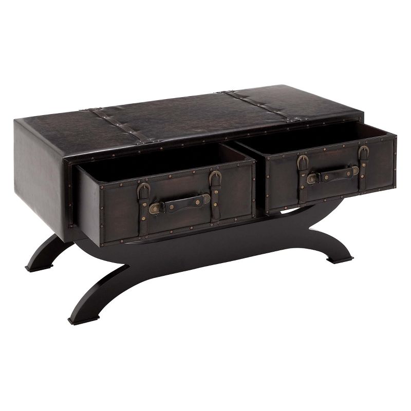 Faux Leather Trunk Coffee Table Brown - Olivia & May, 4 of 6