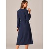 Seta T Women's Elegant Frilled Long Sleeve V Neck Pleated Fit Flare A-Line Midi Dress - 4 of 4