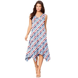 Roaman's Women's Plus Size Sleeveless Swing Dress - 1 of 4
