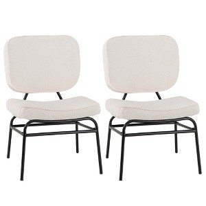 Costway 1/2 PCS Upholstered Accent Chair with Sponge Padding Adjustable Foot Pads & Metal Frame - 1 of 4
