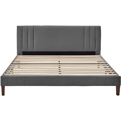 Classic Brands Chicago Modern Contemporary Tufted Upholstered 3-In-1 Platform Bed with Headboard, Wood Frame, and Wood Slat Support, King, Light Gray