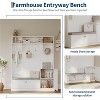 Acekool 79in Hall Tree 5-in-1 Entryway Bench, Coat Rack with 4 Hooks, Storage Cabinets & Open Shelves, for Entryway or Living Room, Rustic White - 3 of 4