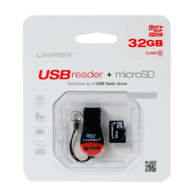 Unirex 32GB Class 10 USB Reader + MicroSDHC