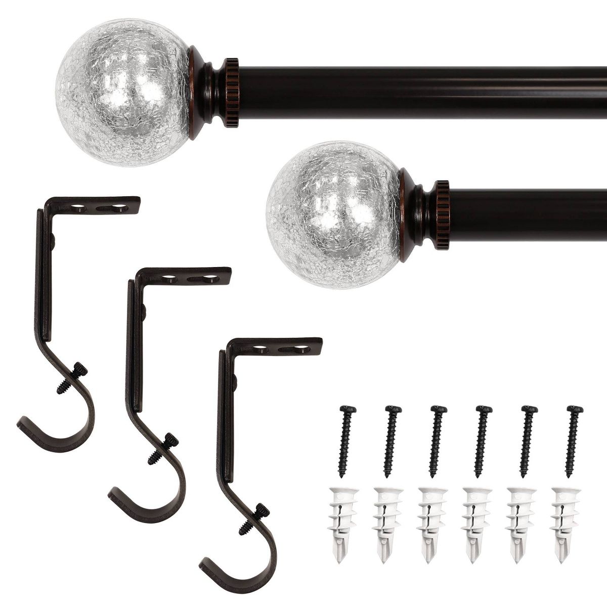 Lumi Home Furnishings 1" 50" x 144" Mercury Glass Sphere Finial Curtain Rod Set - thumbnail 10