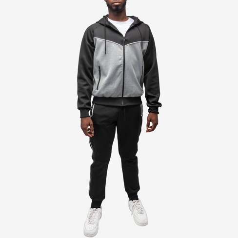 CULTURA Men s Zip Up Hoodie Track Suit in BLACK HEATHER GREY WHITE Size Small